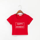 Red Happy Moment Solid Crop Tee - Femboy Fashion