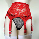 Sexy Red High Waist Floral Lace 6 Strap Garter Belt - Femboy FashionSexy High Waist Floral Lace 6 Strap Garter Belt - Femboy Fashion