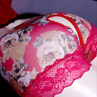 High Waist Floral Lace Crotchless Panty Red Back - Femboy Fashion