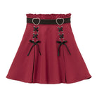 Red Jirai Kei Lace Up Skirt