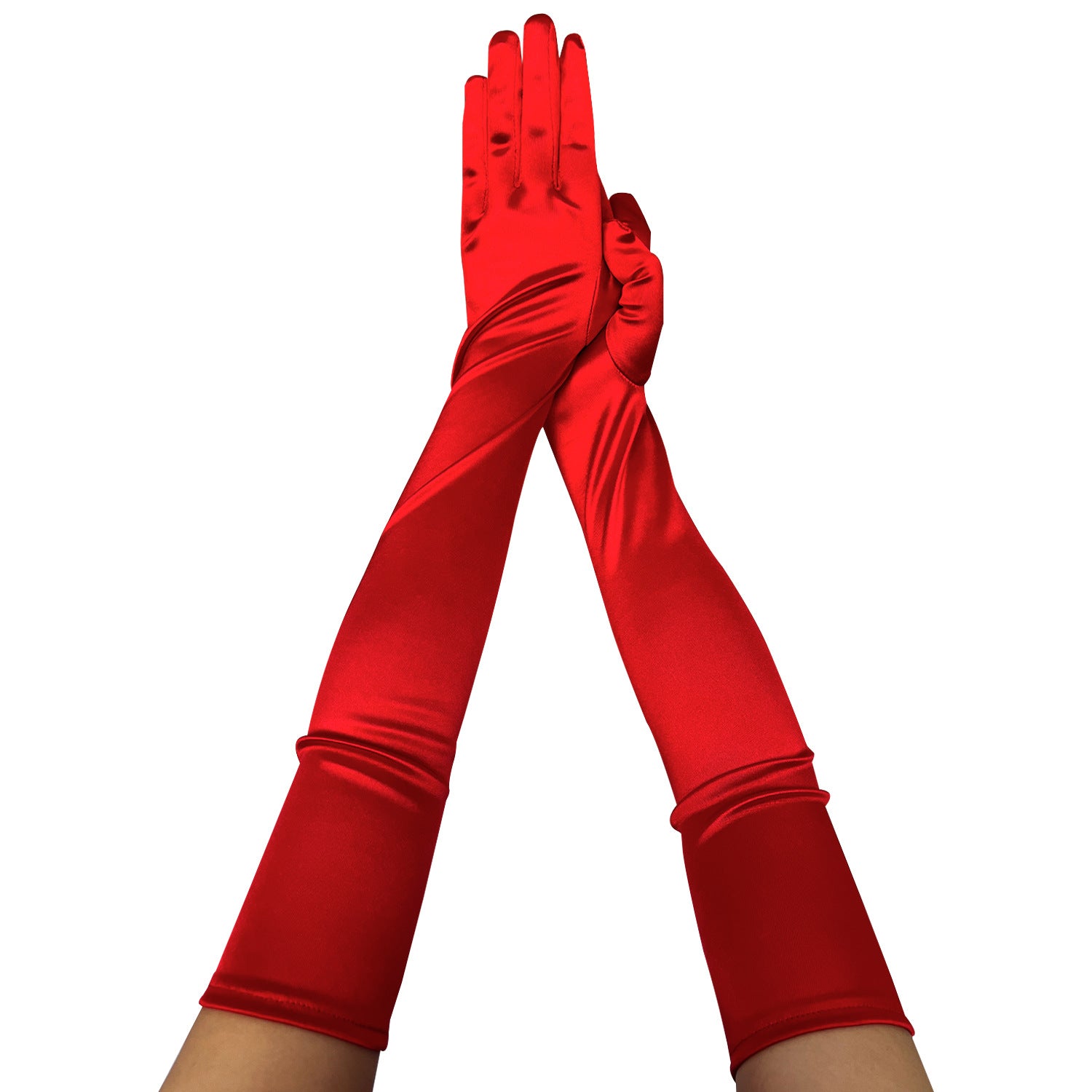 Red Long Satin Gloves