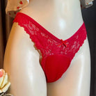 Red Low Waist Lace Cameltoe Panties