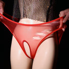 Oil Glossy Crotchless Panties - Femboy Fashion