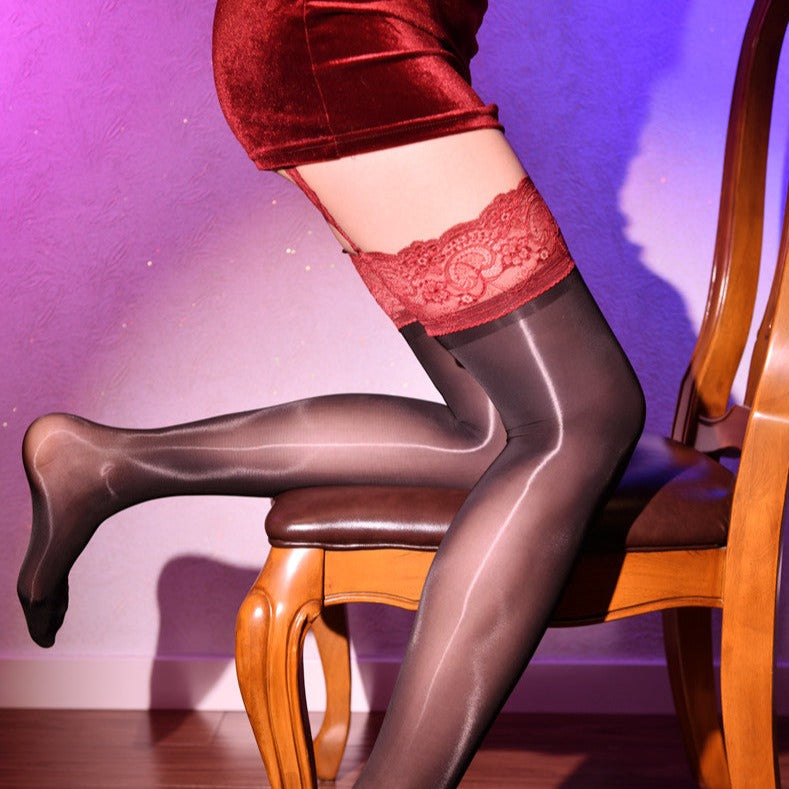 Plus Size Thigh High Stockings With Garter - Femboy Fashion