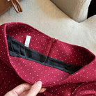Red polka dot pleated skirt waist