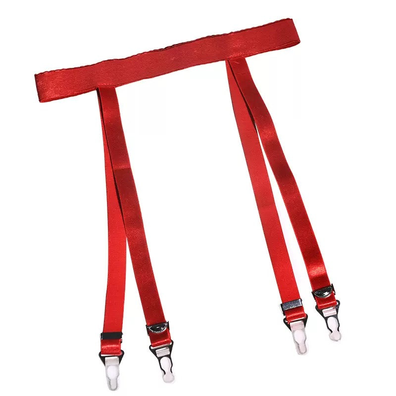 Red sexy 4 strap garter belt and tights femboy fashion