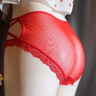 Red Sexy Camel Toe Boyshort Panty With Bell Back