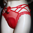 Red Sexy Camel Toe Boyshort Panty With Bell
