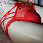 Red Sexy Camel Toe Boyshort Panty With Bell