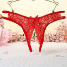 Red Sexy Lace Open Crotch Thong - Femboy Fashion