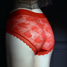 Red Sissy Lace Pouch Panty Back Lace Detail - Femboy Fashion