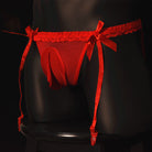 Red Sissy Pouch Garter Thong Panties - Femboy Fashion