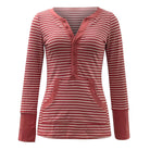 Red sweet striped long sleeve t shirt with pocket