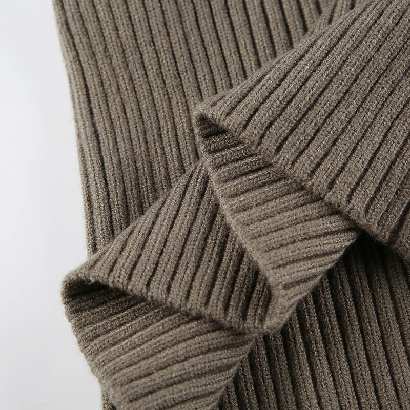 Ribbed knit asymmetric button pullover for femboy detail