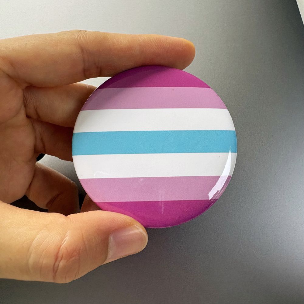 Round femboy pride flag pin