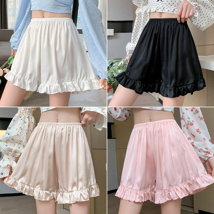 White Ruffle Hem Femboy Shorts