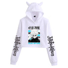 Anime Crop Hoodie With Cat Ears - White - Femboy Fashion