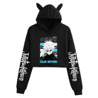 Anime Crop Hoodie With Cat Ears-Black - Femboy Fashion