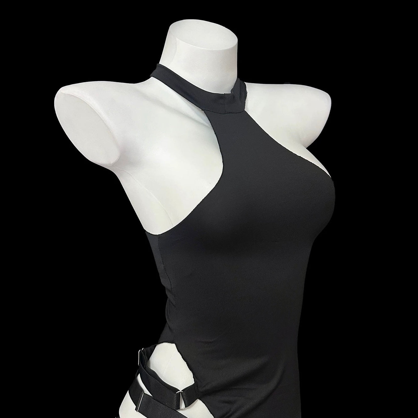 Sexy black high cut lingerie dress