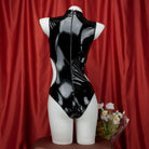 Sexy Black Latex Bodysuit Lingerie Back - Femboy Fashion