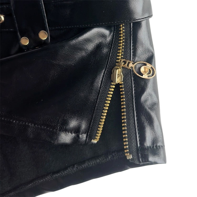 sexy black leather short materials