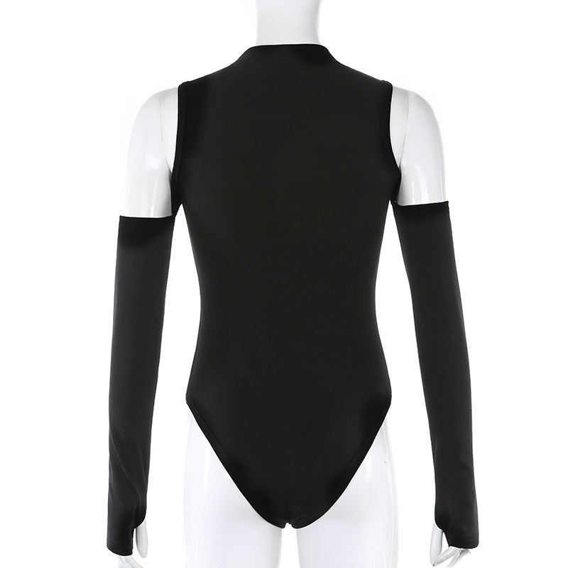 Sexy Long Sleeve Hollow Out Bodysuit Back - Femboy Fashion