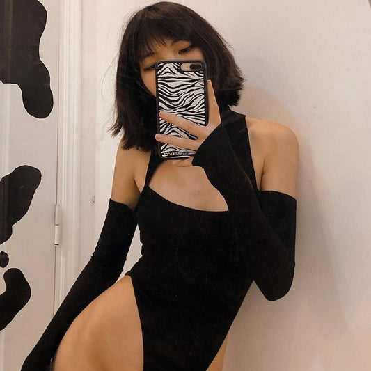 Femboy in Sexy Long Sleeve Hollow Out Bodysuit - Femboy Fashion