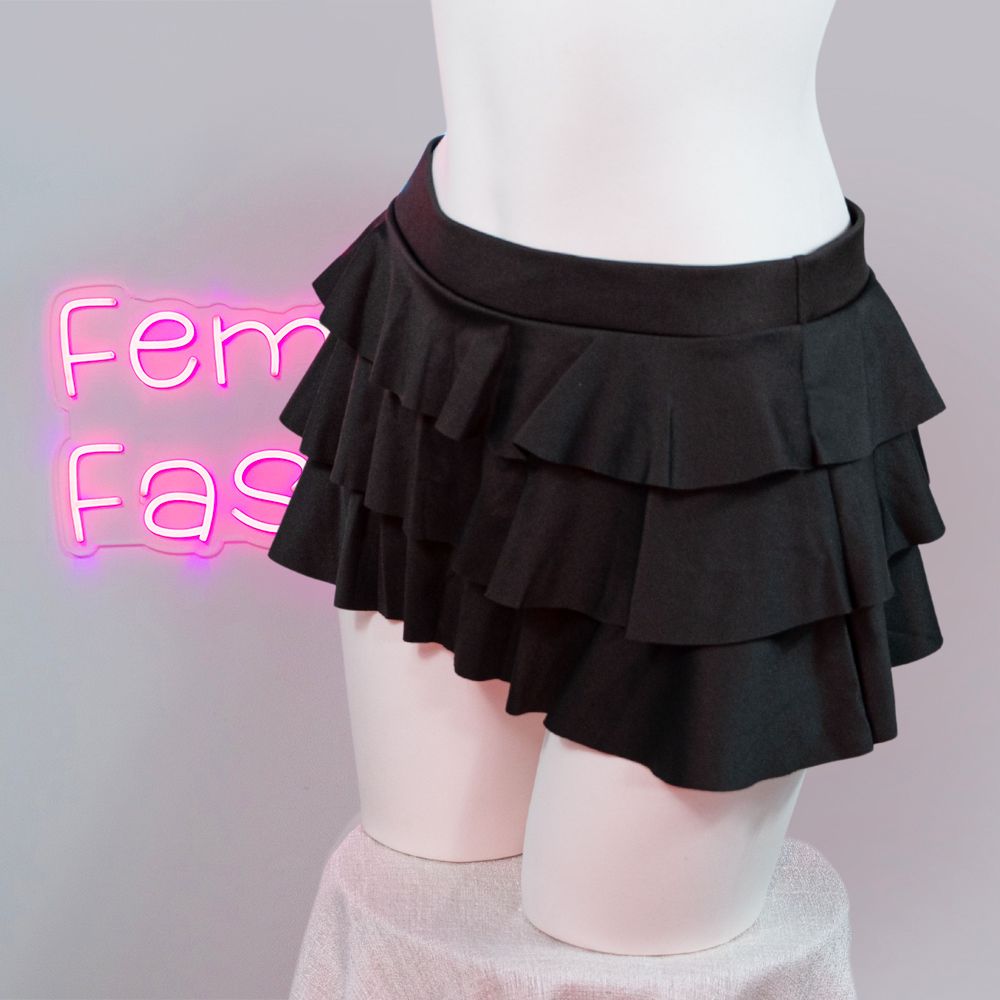 Black Multi Layered Micro Mini Skirt