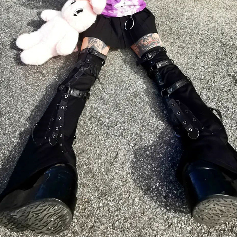 Black Punk Rock Leg Warmers - Femboy Fashion