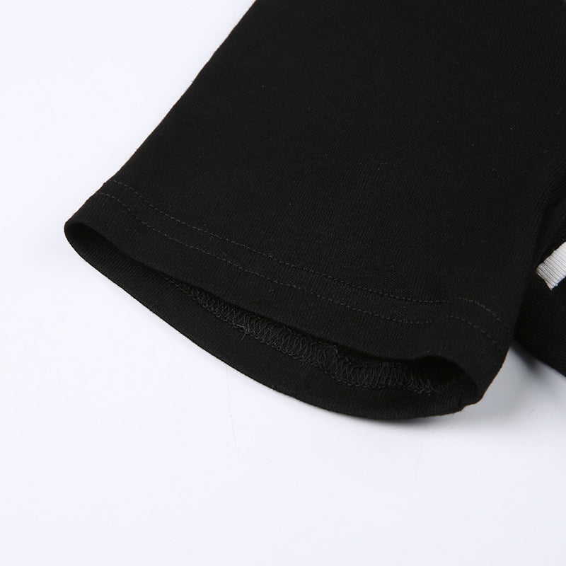 Sexy black slim fit t shirt with zipper detail