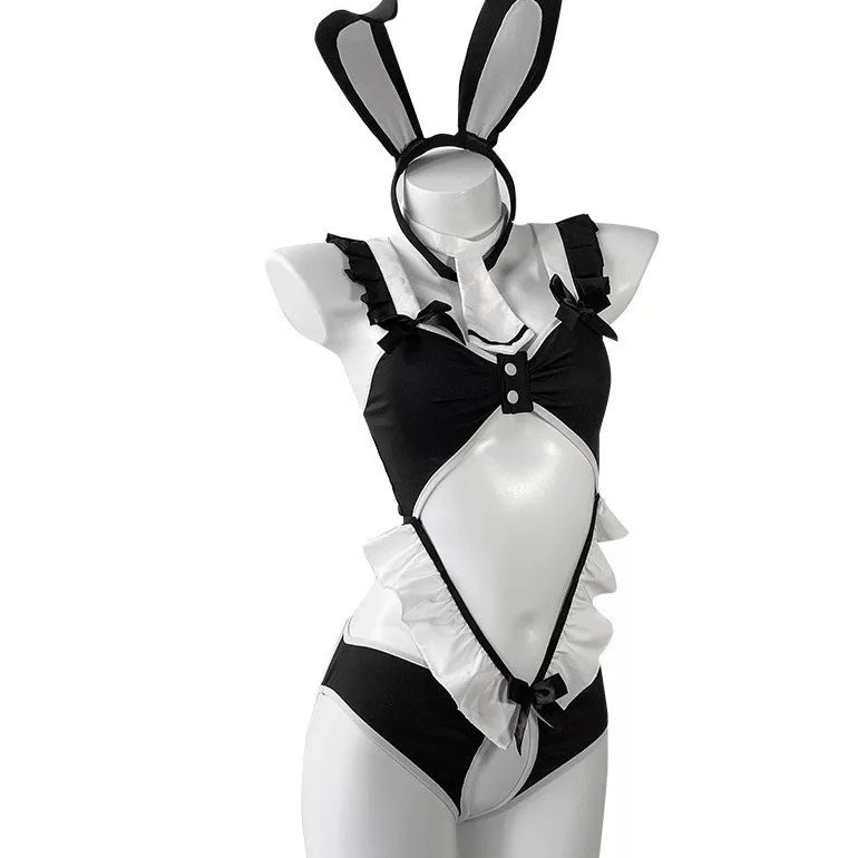 Sexy bunny crotchless lingerie front