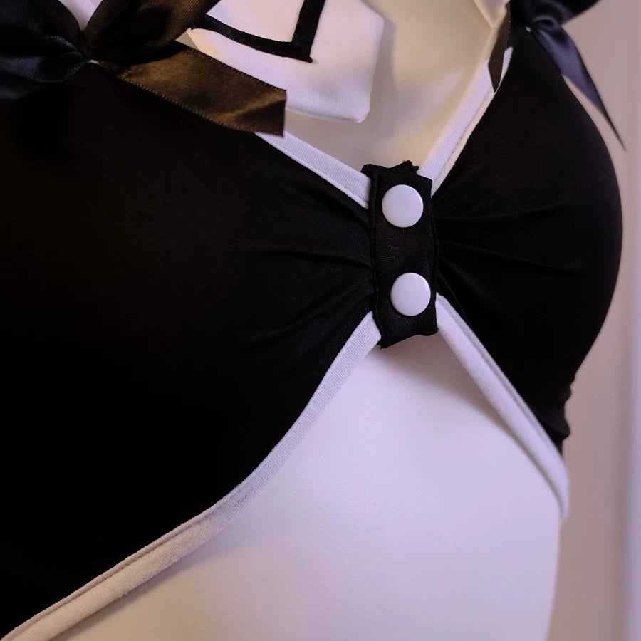 Sexy bunny crotchless lingerie top detail