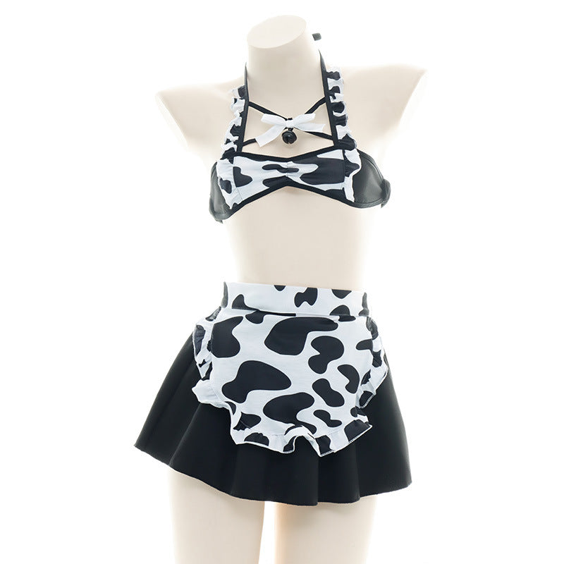 Sexy Cow Print Maid Lingerie Set - Femboy Fashion