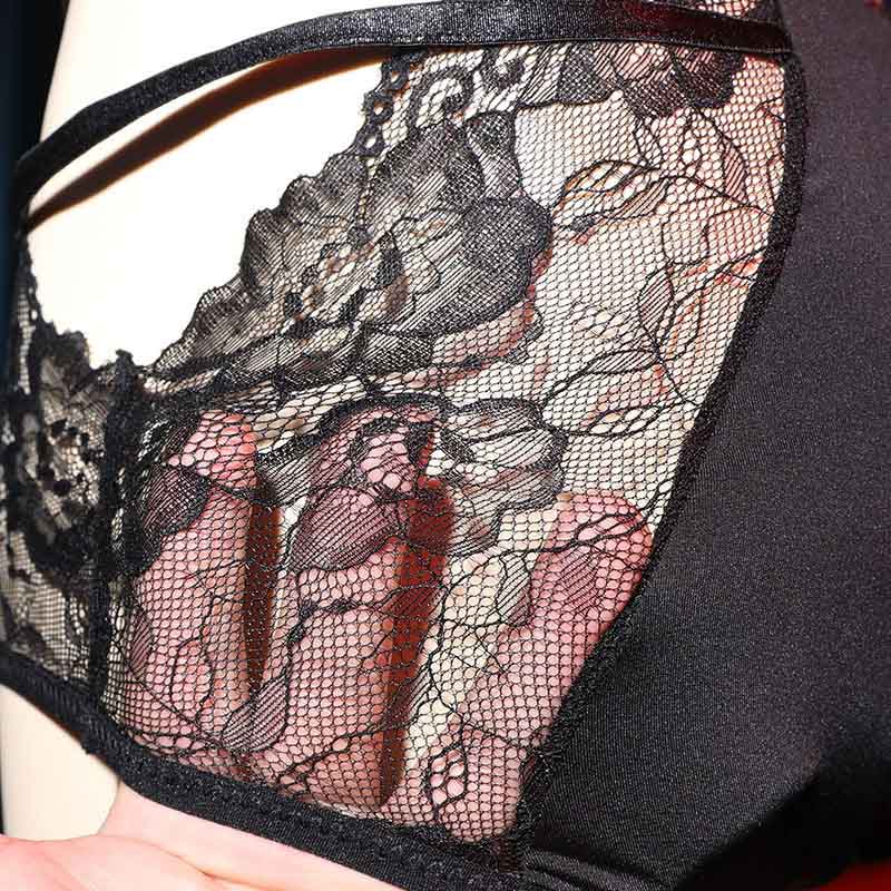 Sexy crotchless panty with side cutouts detail