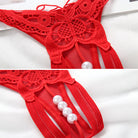 Sexy crotchless thong with pearls detail