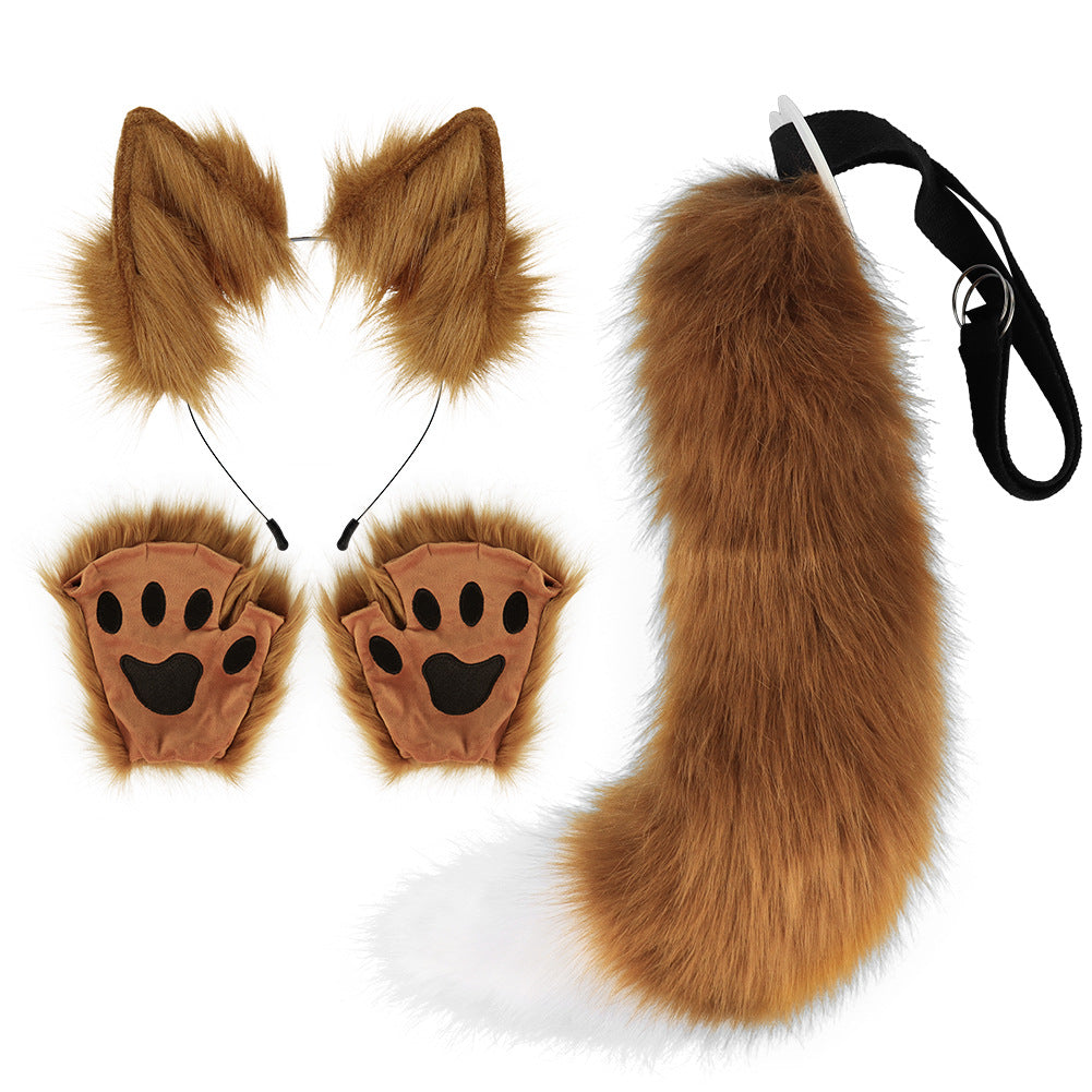 Fox Ears And Tail With Gloves Set - Femboy Fashion