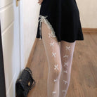 Femboy Wear A White Fishnet Pantyhose With Bows - Femboy Fashion