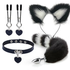 Fox Ears And Tail Butt Plug 4 Piece Set - Black - Femboy Fashion