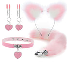 Fox Ears And Tail Butt Plug 4 Piece Set - Pink - Femboy Fashion