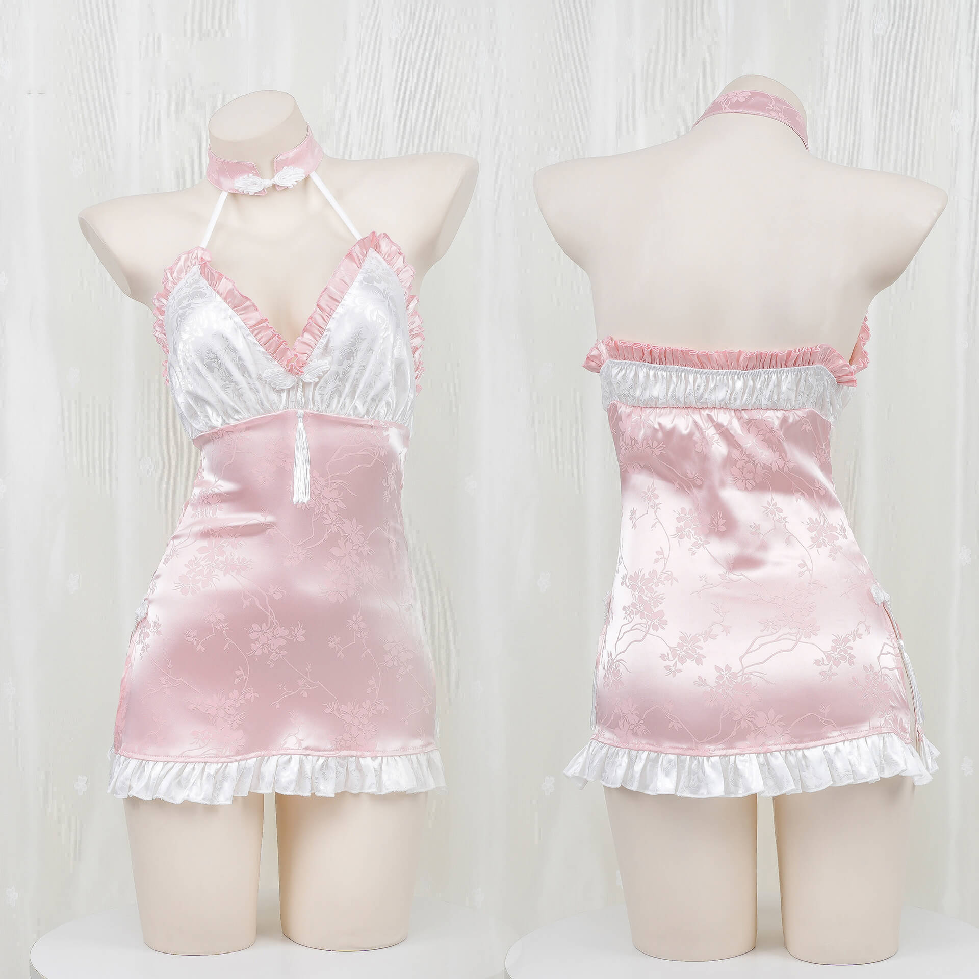 Halter Pink Lingerie Dress - Femboy Fashion