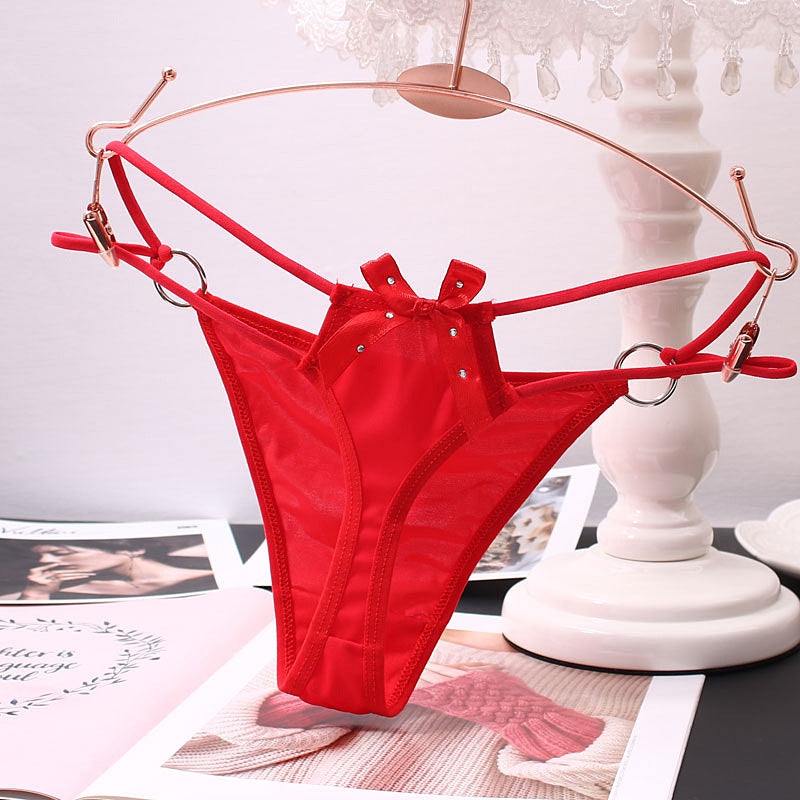 Sexy hollow thong panty with bow