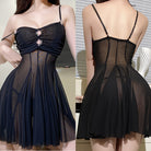 Black Sexy Lace Chemise Dress Lingerie Set - Femboy Fashion