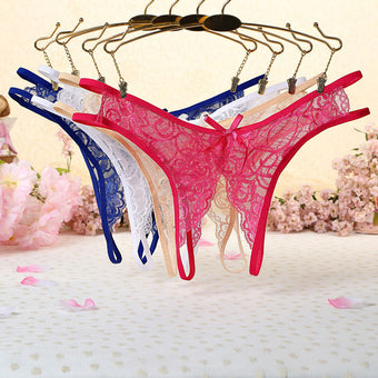 Sexy Lace Open Crotch Thong
