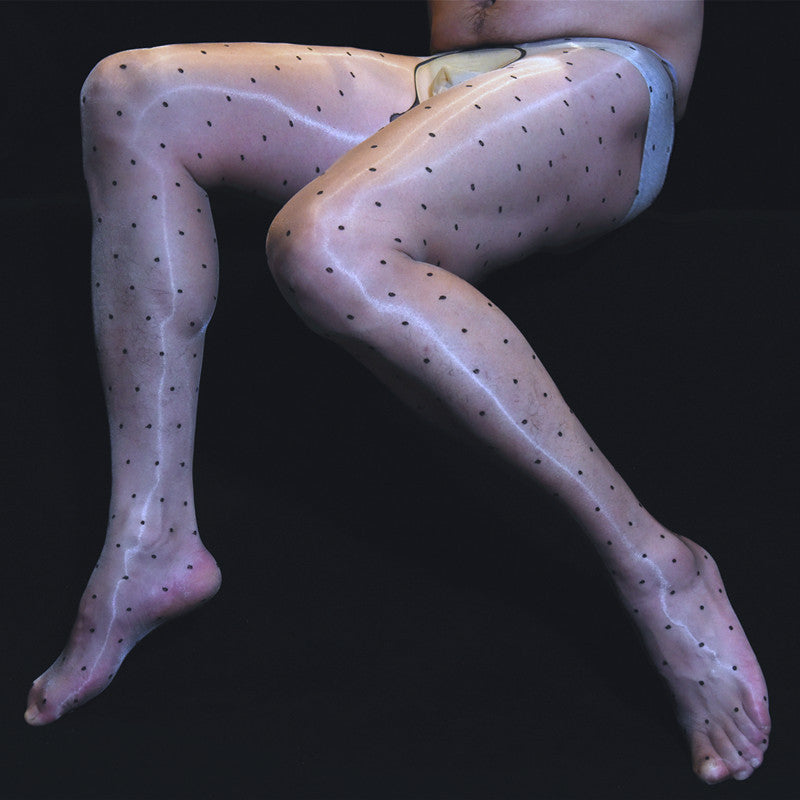 Oil Shine Pantyhose With Dots - Femboy Fashion