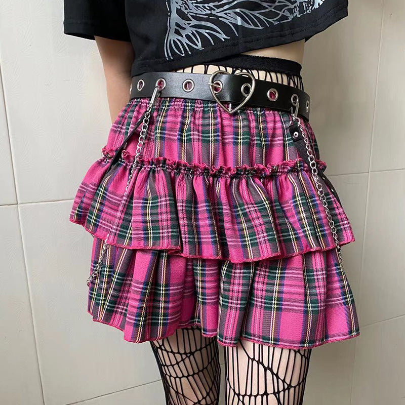 Femboy In Pink Plaid Short Skirt - Femboy Fashion