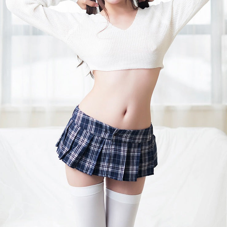 Plaid Pleated Super Mini Skirt - Femboy Fashion