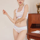 Rainbow Stripe Panty And Sport Bra Set - Femboy Fashion