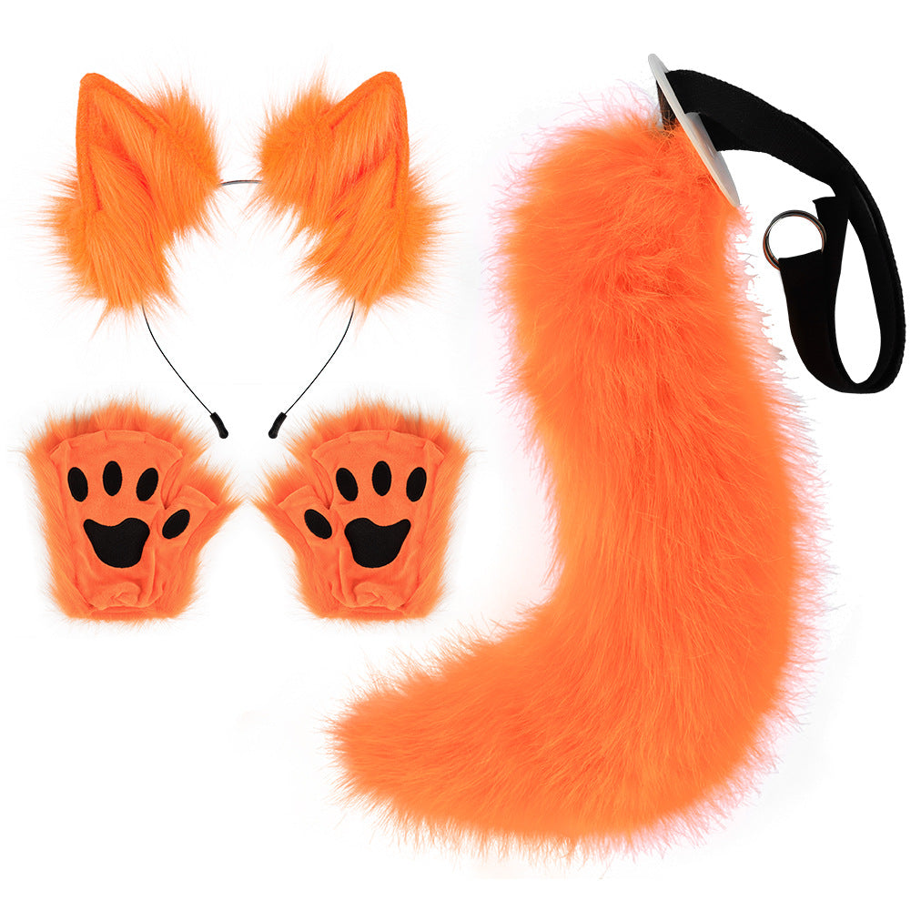 Fox Ears And Tail With Gloves Set - Femboy Fashion