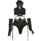 Sexy strapped bodysuit with gloves set