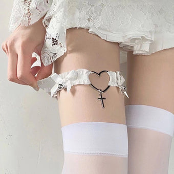 Heart Cross Lace Femboy Thigh Garter